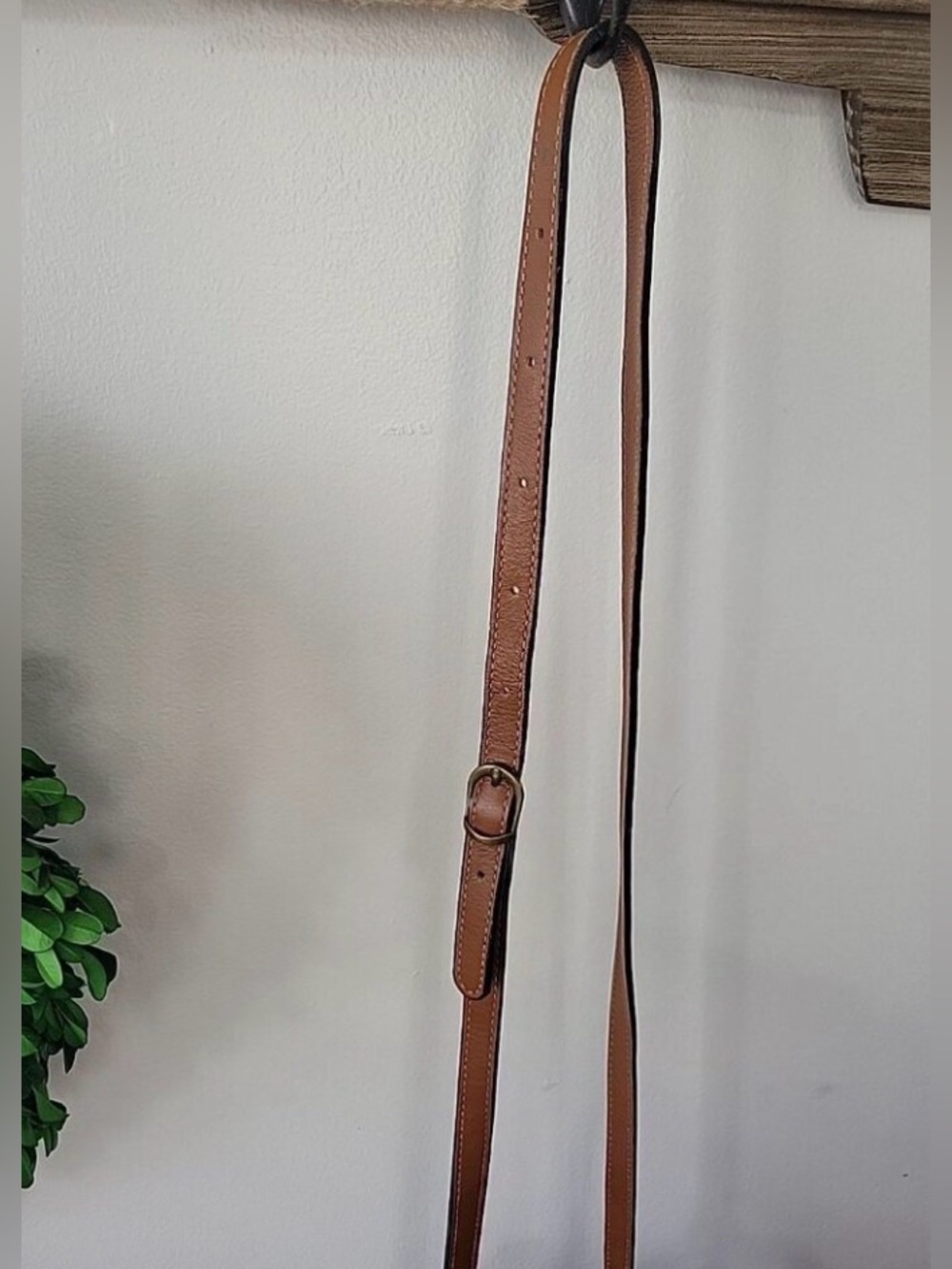 Brown Leather Drawstring Satchel Shoulder Bag - Picture 3 of 8